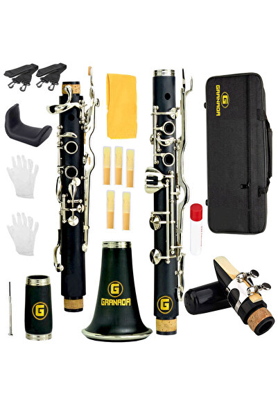 Granada 4 Yüzük Sol Klarnet 5 Adet Yedek Kamış Parmak Dayama Ve Kamış Şarjörü Hediye
