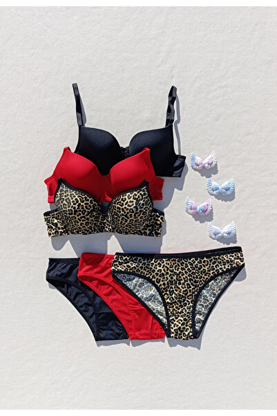 siyalife Hollow Covered Underwire Unpadded 3-Piece Micro Bra and Panty Lingerie Set (Hollow)