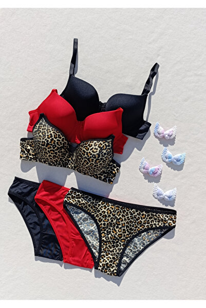 siyalife Hollow Covered Underwire Unpadded 3-Piece Micro Bra and Panty Lingerie Set (Hollow)