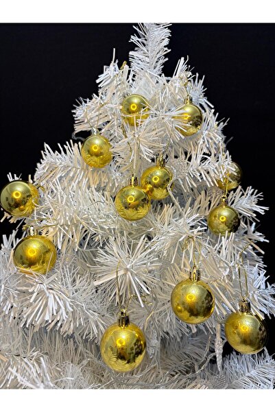 ENG PARTİ DÜNYASI Gold Color Christmas Tree Ornament 4cm Set of 24 – Shiny Go...