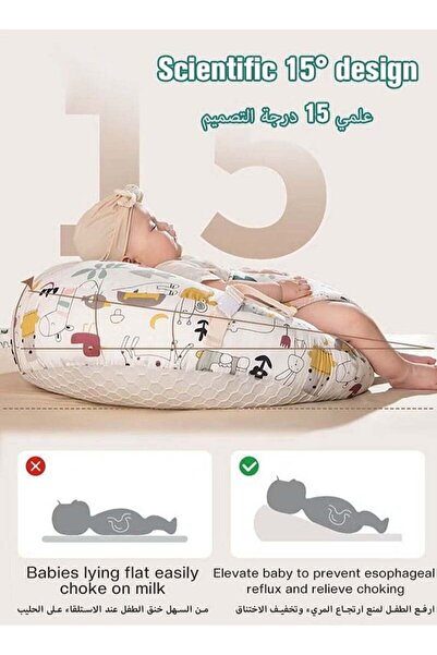 fulina Breastfeeding Pillows, Anti Spitting Raise Head Pillow, Soft Cotton Pillow, with Washable Cover