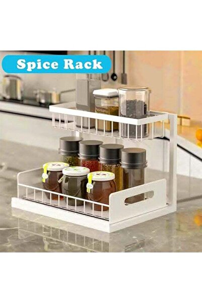 fulina Kitchen Storage Hanging Cabinet,2 Tier Pull-Out Storage,Organizer for Drawer Storage, White 2Pcs Set