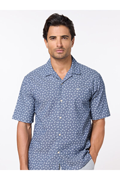 Mannerism The Voyager Cotton – Mid Navy Shirt with Stretch Comfort Fabric, Co...