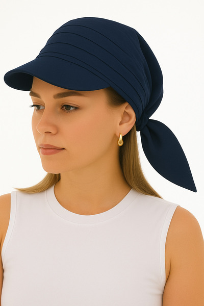 ZERAMİNE Pălărie cu vizor bandana cu șireturi, albastru bleumarin, cu protecț...