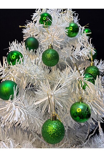 ENG PARTİ DÜNYASI Green Christmas Tree Ornament 4cm Set of 24 – Shiny and Mat...