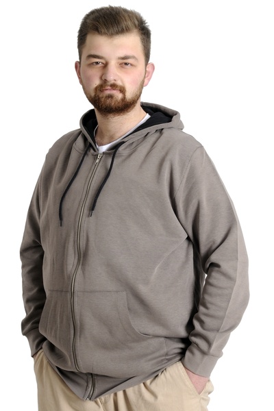 ModeXL Mode Xl Ανδρική ζακέτα με κουκούλα με φερμουάρ Steel Interlock 21600 Milky Brown