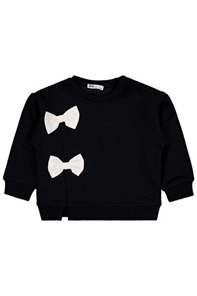 Civil Girls 2-5 Years Old Sweatshirt with Bow - Black 3-4 Years Old