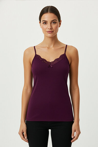 HNX Cotton Collar Lace Thin Strap Women's Tank Top