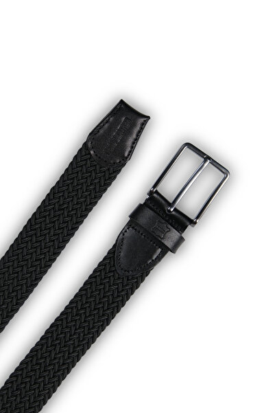 MFT Leather Design Γνήσιο δέρμα Ανδρική Πλεκτή Ζώνη – 3,5cm, Μαύρη |   9863