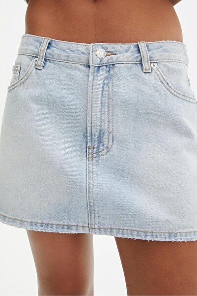 Madmext MG2099 Model Ice Blue Mini Jean Skirt
