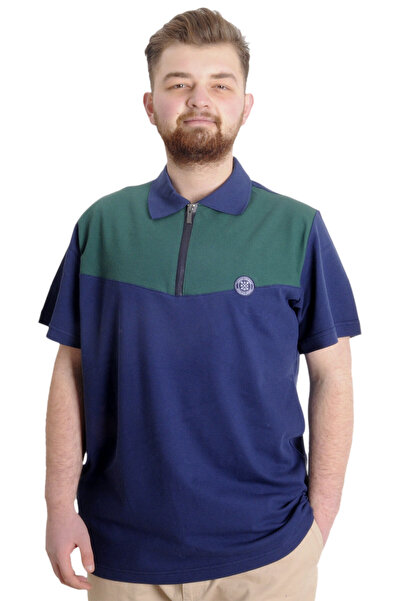 ModeXL Mode Xl Large Size Men's T-shirt Polo Fragmented 23325 Blue