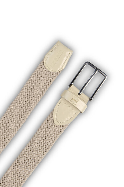 MFT Leather Design Curea elastică tricotată pentru bărbați din piele naturală...