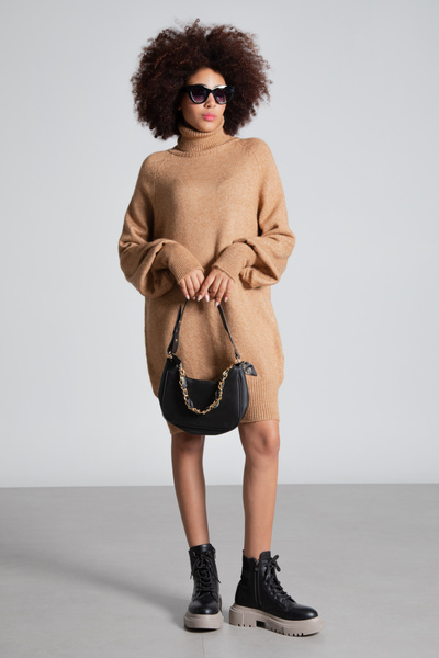 BARRELS AND OIL Turtleneck Knitwear Sweater - Camel