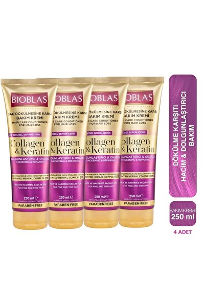 Bioblas Cremă de îngrijire împotriva căderii părului 250 ml Colagen și cheratina Pachet de 4