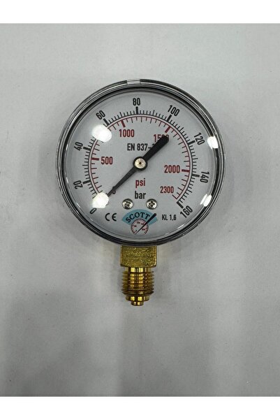 SCOTT Ø 40 mm Kuru Tip Manometre 1/8'' Alttan Bağlantılı 304 Inox Pirinç Mekanizma ( 0 .....160Bar )