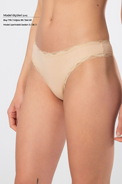 TÜREN 927 Women's Lycra Ribbed Lace String 2-Pack