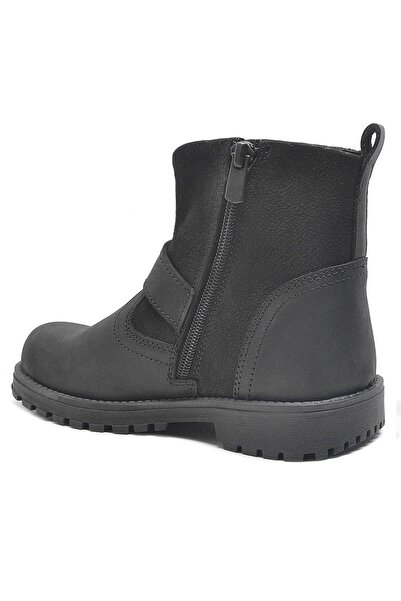 Rakerplus Genuine Leather Black Zippered Children's Boots