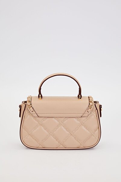 Levidor Quilted Embroidery and Chain Knit Detail Long Strap Medium Size Women's Hand and Shoulder Bag Lv930582 Mink