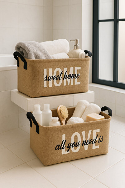 Ksburda 2'li Set Jüt, Dolap İçi Çamaşır Çocuk Odası Oyuncak Düzenleyici Katla...