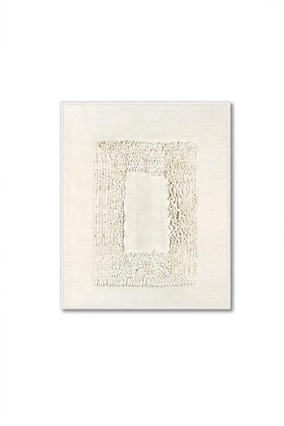 Bluenity Melo Natural Cotton 2-Piece Bath Mat & Rug Set 60X100 50X60 Ecru