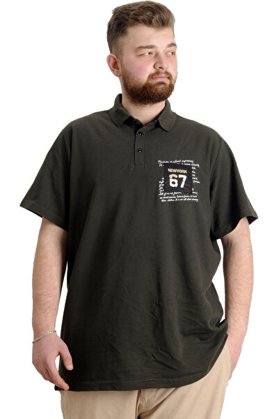 ModeXL Mode Xl Великий розмір Чоловіча футболка Поло з частинами Nyc 23332 Хакі