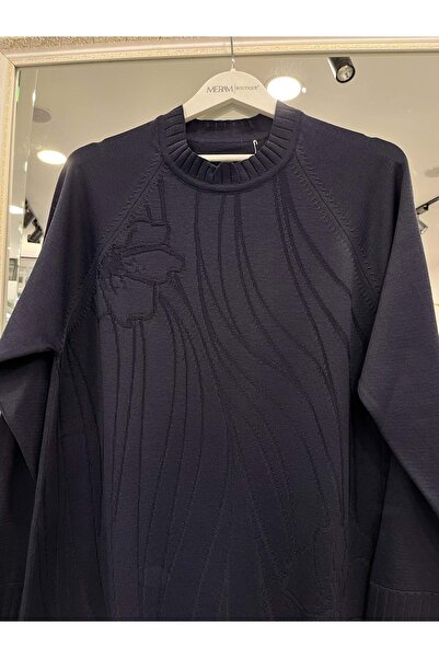 MRM MERAM BUTİK Dna Embossed Mercerized Tunic - Navy Blue - 2