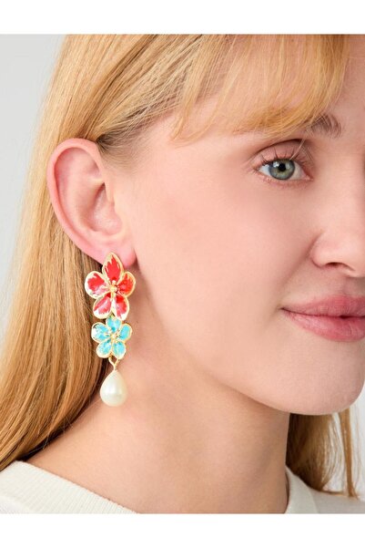 Jimmy Key Mixed Color Flower Figured Pearl Earrings