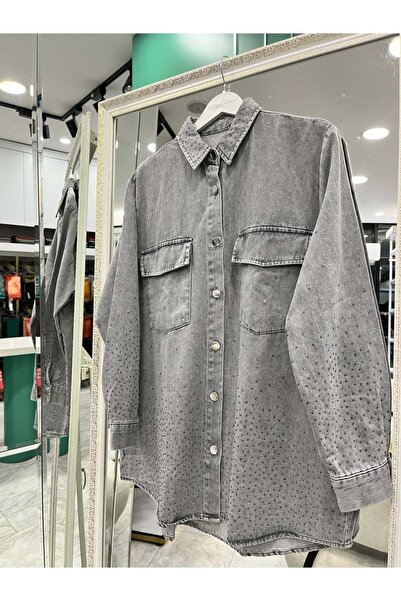 MRM MERAM BUTİK Dna Beaded Denim Shirt - Gray - 1