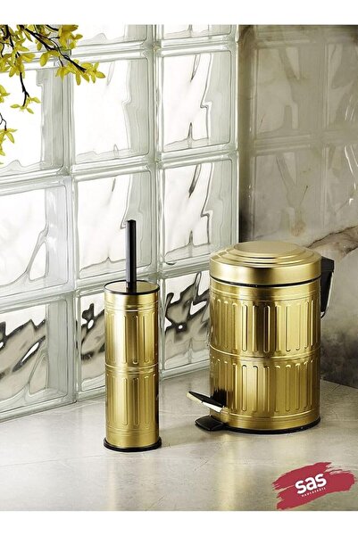 CET PRIME Çöp Kovası Tuvalet Wc Fırçası Banyo Çöp Kovası 2li Banyo Seti 5 Lit...