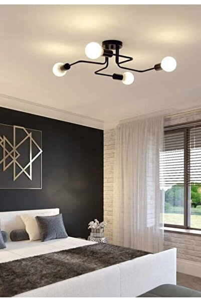 Cetking Avize AKREP AHTAPOT KOLLU SİYAH RENK Salon - Mutfak - Yatak Odası 4 L...