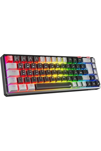 Genel Markalar YORU Mini PRO Siyah/Gri 2.4ghz+BT5.0+Type-C Red Swich Q Mekanik Gaming Oyuncu Klavye RGB