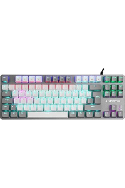 Genel Markalar Rampage Snug K14 Gri/beyaz Blue Switch Rainbow Tkl Mekanik Klavye Gaming Klavye 87tuşlu Süper Kompak