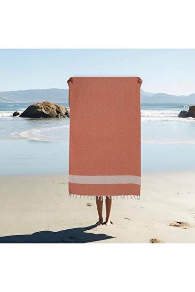 SoyluhanStore منشفة حمام وشاطئ من القطن بنقشة الماس 100×180 سم برتقالي 100×180