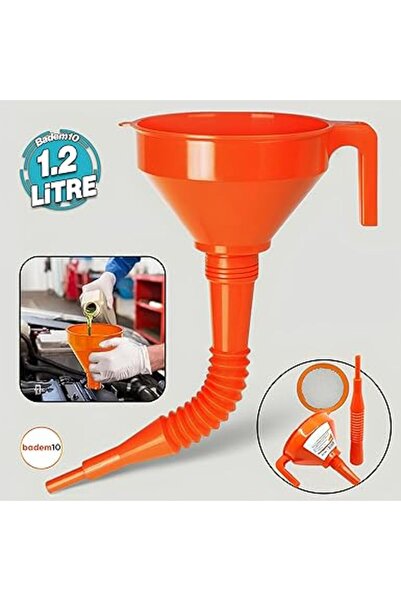 SoyluhanStore Catalytic Converter Funnel with Plastic Steel Strainer Funnel with Spiral Tube Strainer 1.2 Liters