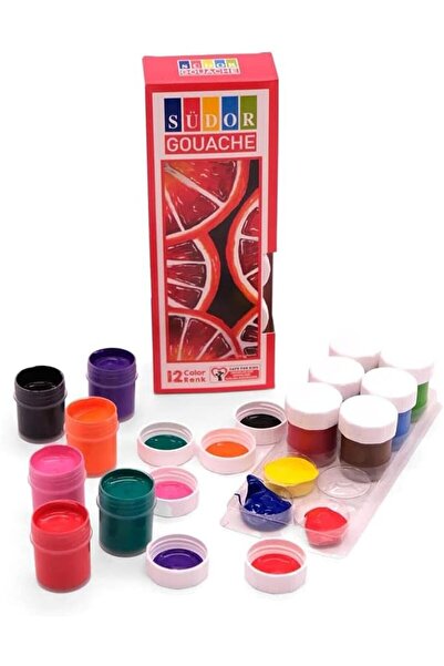 Genel Markalar Boya 12 Renk x 20 Ml Su Bazlı Tüp 1 Paket Südor Guaj Boya Seti...