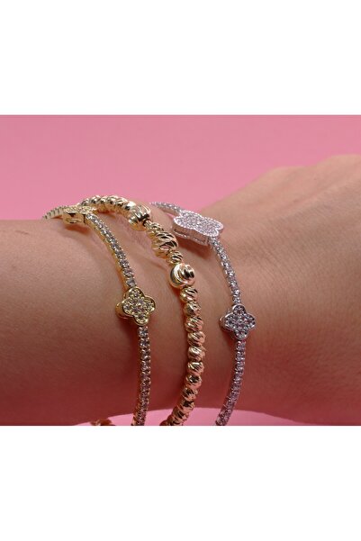 isilaygedikersin Zirkon Taşlı Yonca Kelepçe Bilezik