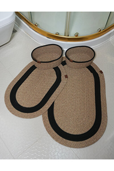 ERSU AHAT HOME DESİGN Jute, Wicker, Bath Mat Set, Bathroom Basket Set, Toilet...