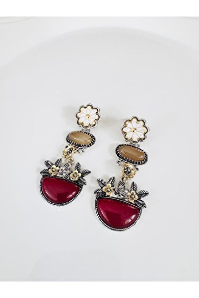 DEVİ fashion Flower Fan Luxury Earrings 7 cm