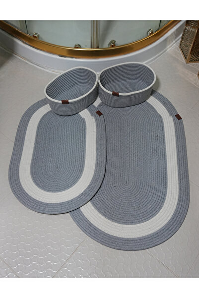 ERSU AHAT HOME DESİGN Jute, Wicker, Bath Mat Set, Bathroom Basket Set, Toilet...