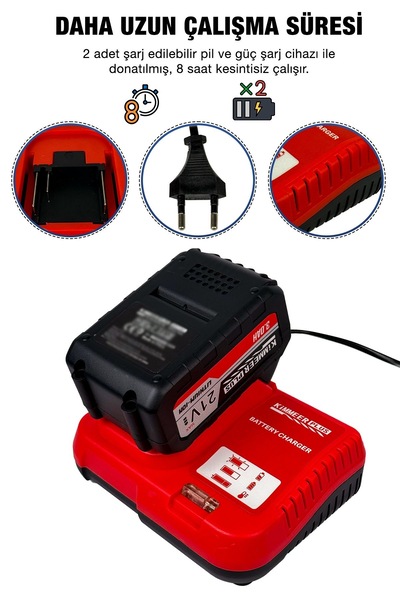 BODDAH Şarz cihazı ve 2 Adet 21 Volt 3 Amper pil KİMMEER -Asur-Dawreek ile uy...