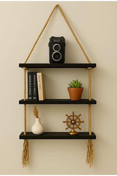 MAHZA GRUP Ahşap Dekoratif Halatlı Raf