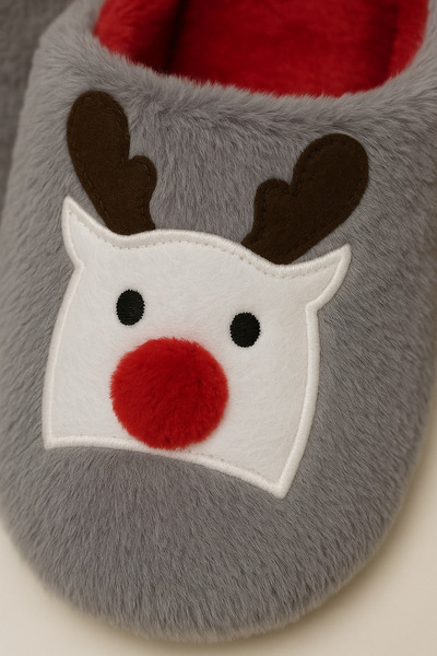 STOCON Figured Fluffy House Slippers Christmas Special Design House Slippers Anti-Slip Sole Noel103