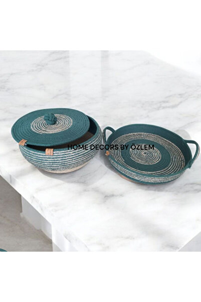 home decors by özlem مجموعة من سلتين من الخوص، سلة تخزين مزخرفة، منظم يدوي الصنع