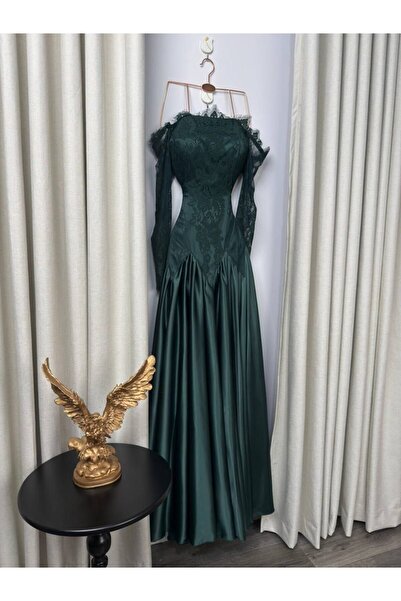 diarafashionsa Off-shoulder evening dress in an olive green color