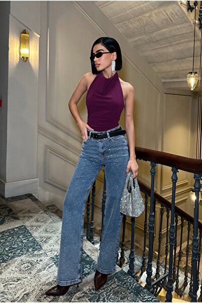 MEECY Women's Jean High Waist Palazzo Lycra Stretchy Denim Pants