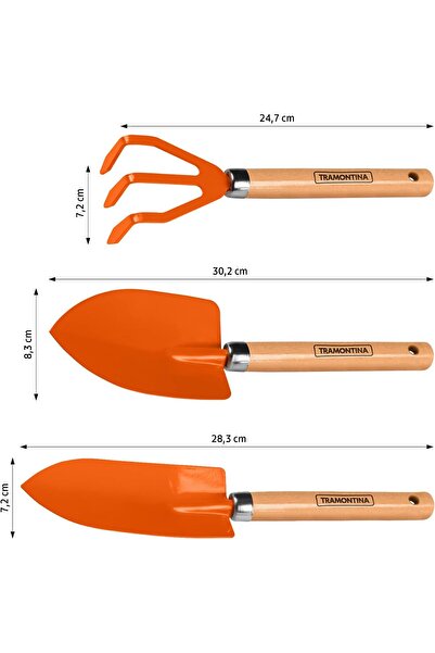TRAMONTINA 3-Piece Garden Tool Set (Trowel, Transplanting Trowel, Cultivator)