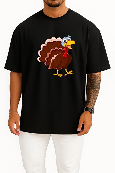 Bahriyeli Collection oversized Μπλουζάκι Unisex με σχέδιο με στήθος κόκορα γι...