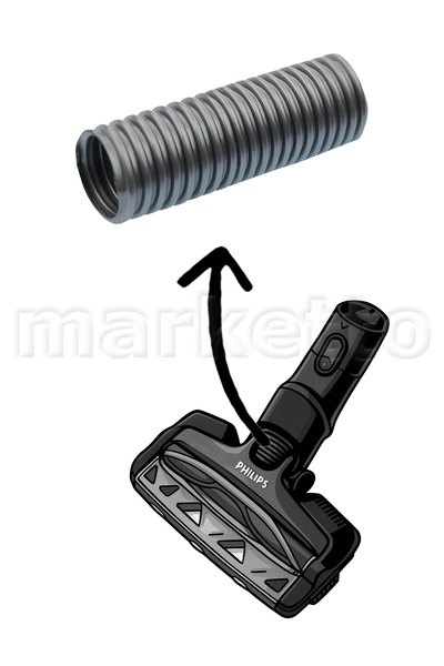 Marketto Philips Uyumlu XC8049 SpeedPro Max Uyumlu Emici Başlık Ara Hortumu