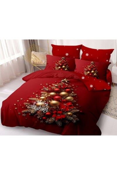 Super Elegant Pucioasa Bed Linen Cotton 2-Person, Fitted Sheet 180x200, Duvet Cover 200x230, 4 Pillowcases, 6-Piece Christm