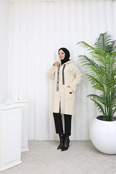 RAZENCİ سترة طويلة بوكليه تحتوي على بغطاء رأس جيوب